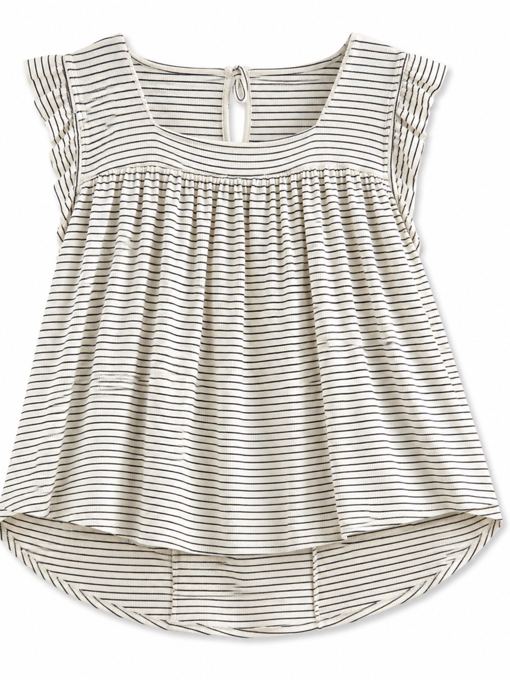 Striped Flutter Sleeve women's ' Top - Cream & Black Size 3x